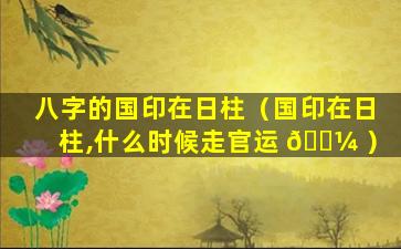 八字的国印在日柱（国印在日柱,什么时候走官运 🌼 ）